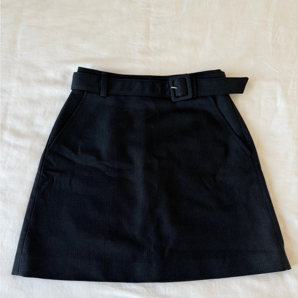Club Monaco Black A-Line Skirt with Belt